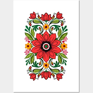 Hungarian Folk Floral symmetrical Posters and Art